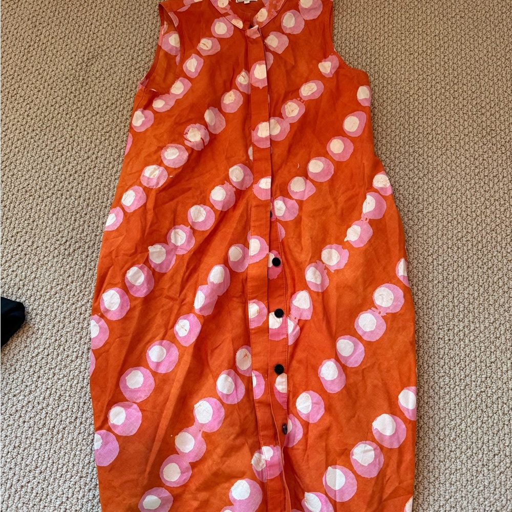 Vibrant Orange and Pink Polka Dot Mini Dress
